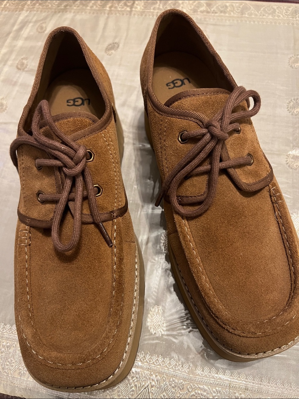 UGG Suede Cityfunc Water Resistant Platform Derby Lace Up Shoes Size 11